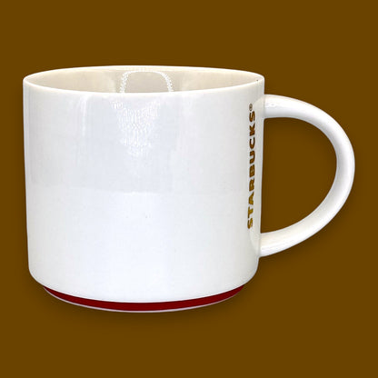 Starbucks White Gold Lettering Ceramic Mug with Red Base Replacement Mug