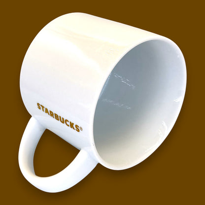 Starbucks White Gold Lettering Ceramic Mug with Red Base Replacement Mug