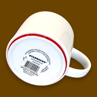 Starbucks White Gold Lettering Ceramic Mug with Red Base Replacement Mug