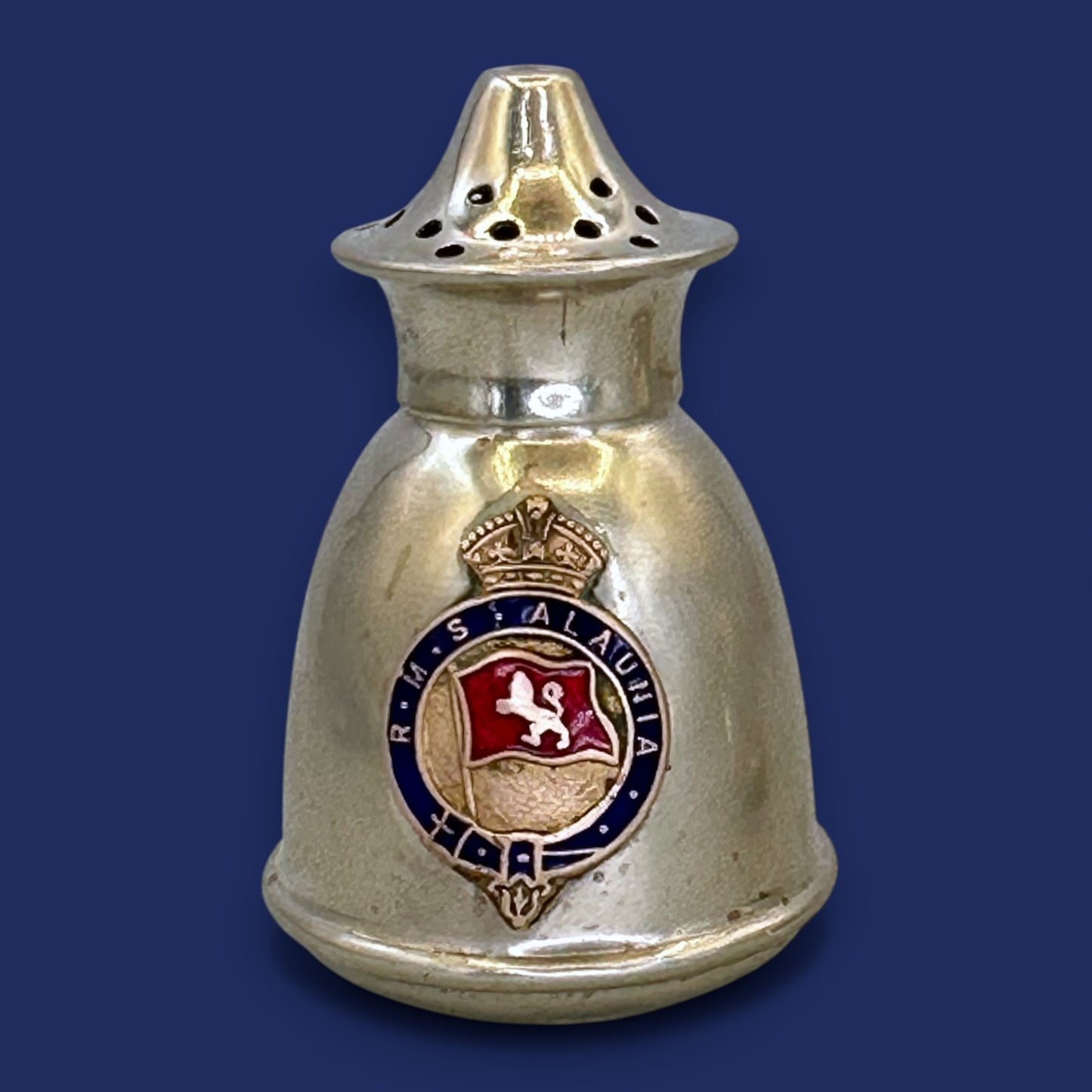 🚢 RMS Alaunia Antique Crested Salt and Pepper Shakers: EPNS Silverplate