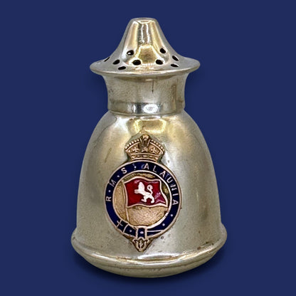 🚢 RMS Alaunia Antique Crested Salt and Pepper Shakers: EPNS Silverplate