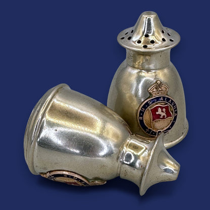 🚢 RMS Alaunia Antique Crested Salt and Pepper Shakers: EPNS Silverplate