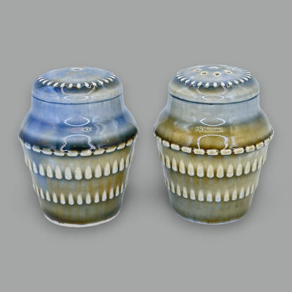 Vintage Wade Irish Porcelain Salt and Pepper Shakers, Blue/Green Glaze