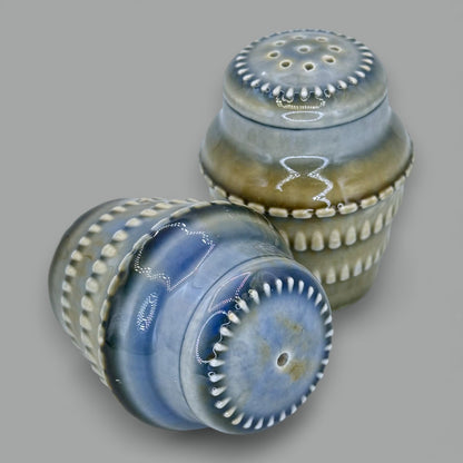 Vintage Wade Irish Porcelain Salt and Pepper Shakers, Blue/Green Glaze