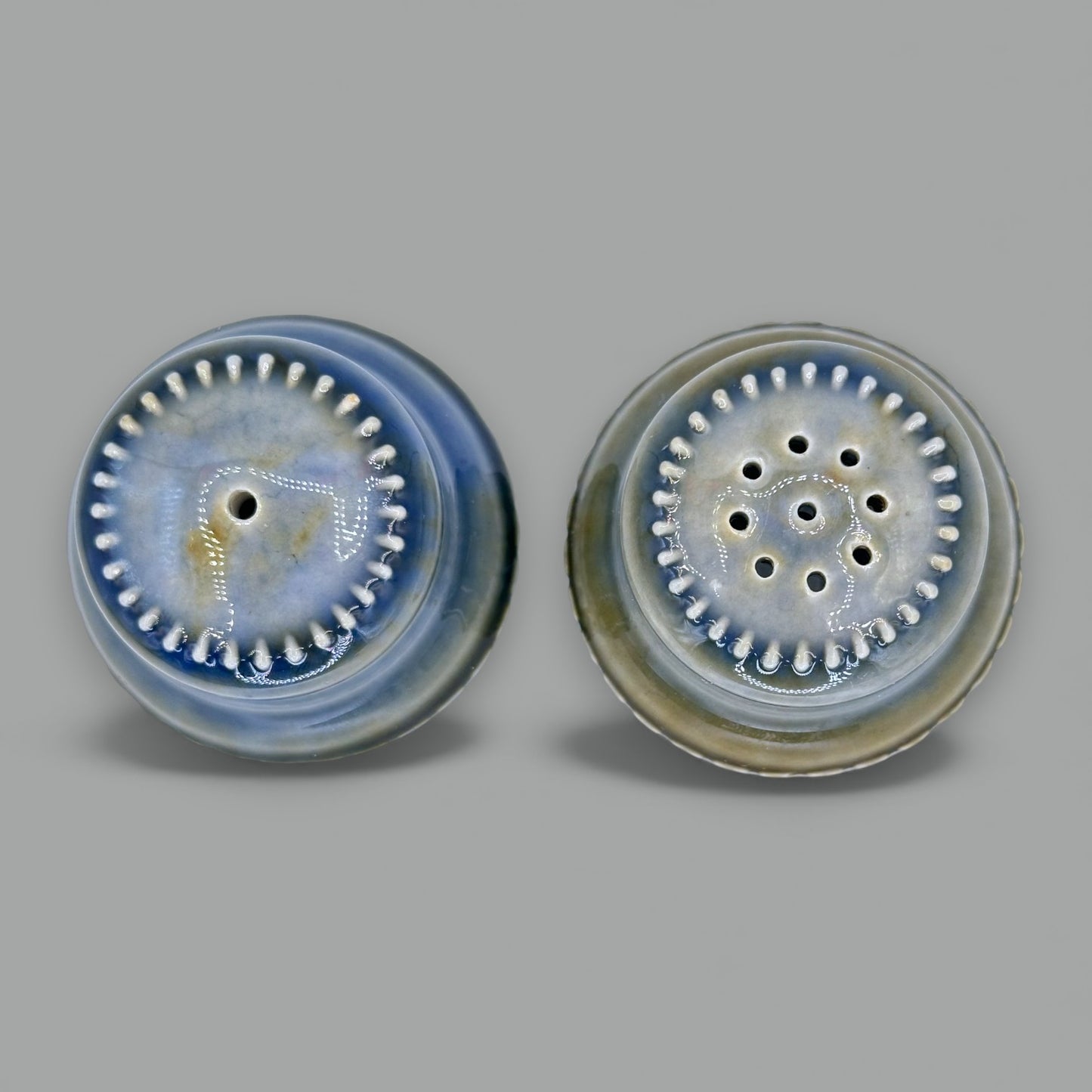 Vintage Wade Irish Porcelain Salt and Pepper Shakers, Blue/Green Glaze