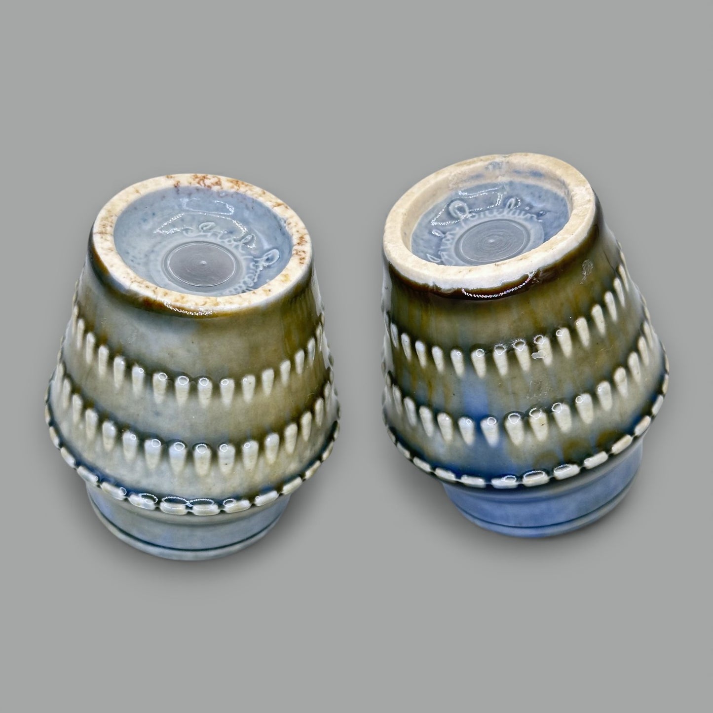 Vintage Wade Irish Porcelain Salt and Pepper Shakers, Blue/Green Glaze