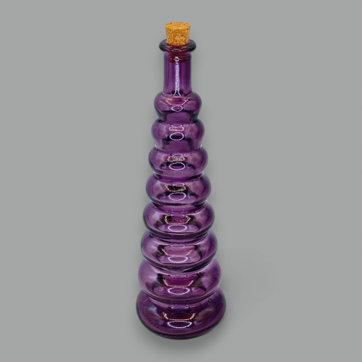 Amethyst Glass Genie Bottle Bud Vase: Mid-Century Modern Stacking Design 💜