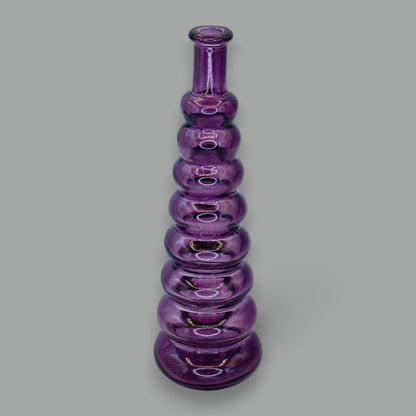 Amethyst Glass Genie Bottle Bud Vase: Mid-Century Modern Stacking Design 💜