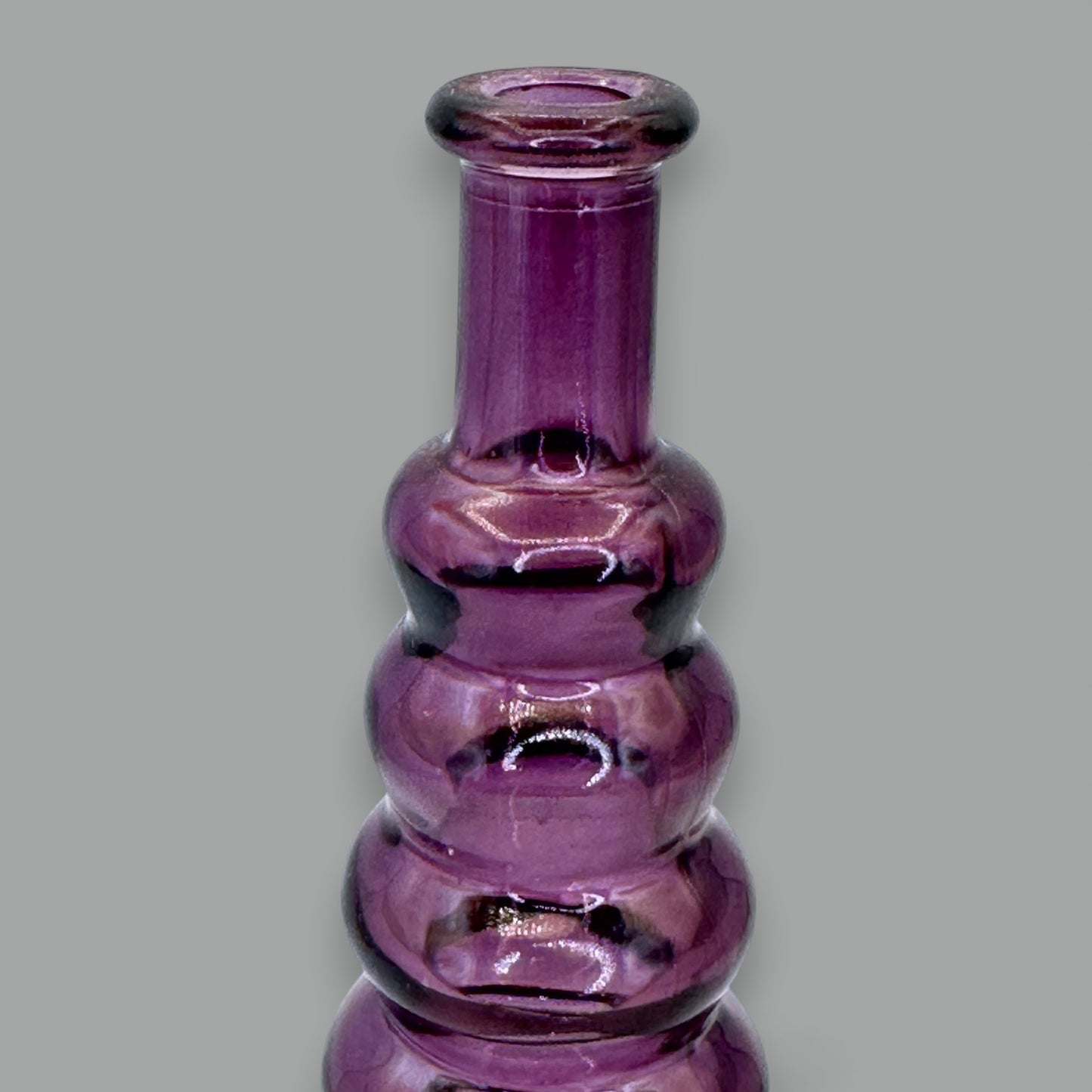 Amethyst Glass Genie Bottle Bud Vase: Mid-Century Modern Stacking Design 💜