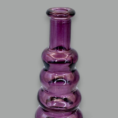 Amethyst Glass Genie Bottle Bud Vase: Mid-Century Modern Stacking Design 💜