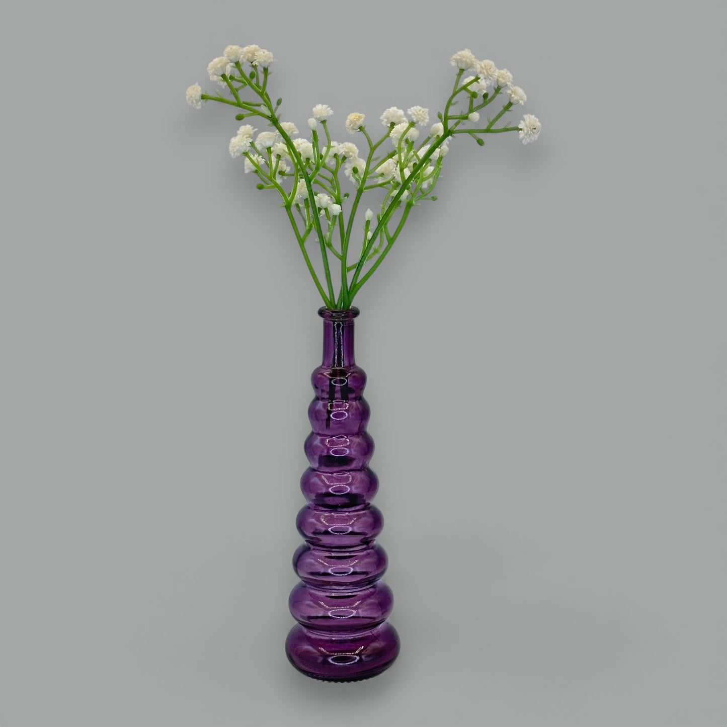 Amethyst Glass Genie Bottle Bud Vase: Mid-Century Modern Stacking Design 💜
