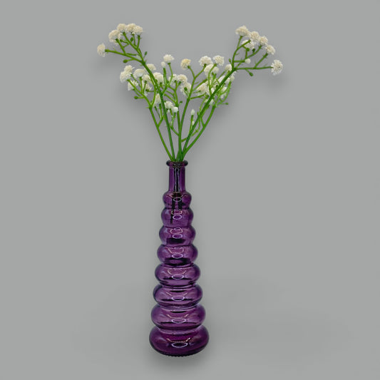Amethyst Glass Genie Bottle Bud Vase: Mid-Century Modern Stacking Design 💜