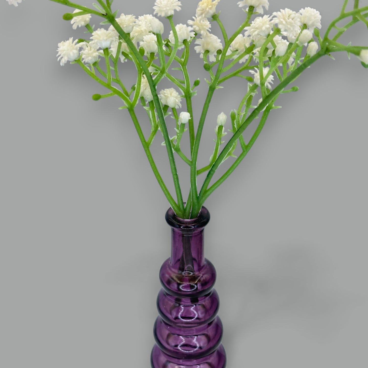 Amethyst Glass Genie Bottle Bud Vase: Mid-Century Modern Stacking Design 💜