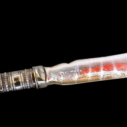 Victorian Mother of Pearl & Silverplate Butter Spreader Knife: Engraved Blade