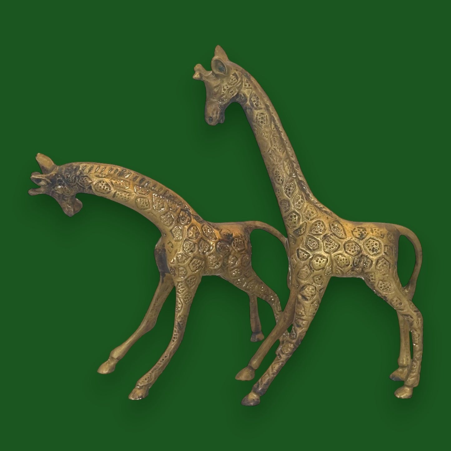 Vintage Solid Brass Giraffe Figurines Pair Made In England Safari Home Decor