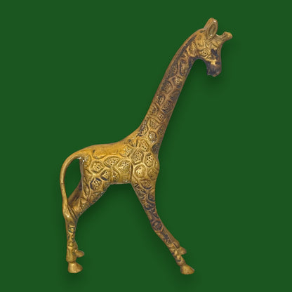 Vintage Solid Brass Giraffe Figurines Pair Made In England Safari Home Decor