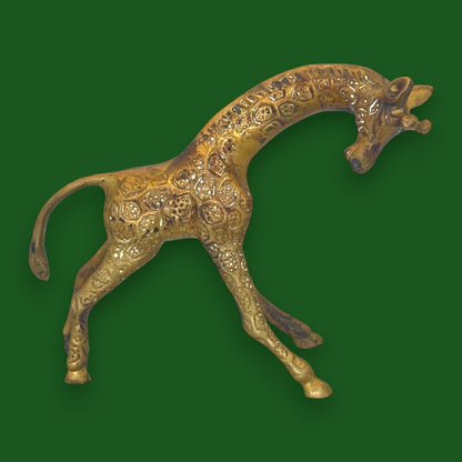 Vintage Solid Brass Giraffe Figurines Pair Made In England Safari Home Decor