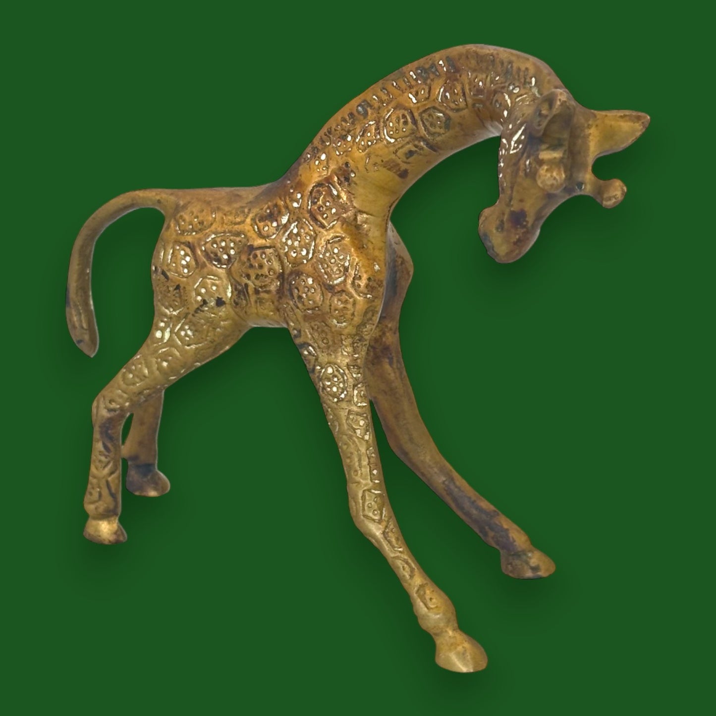 Vintage Solid Brass Giraffe Figurines Pair Made In England Safari Home Decor