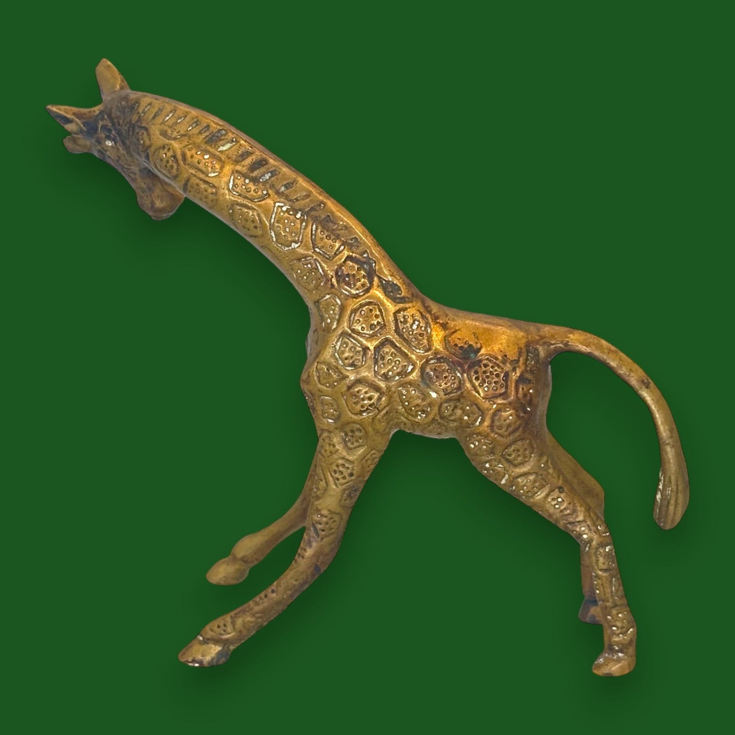 Vintage Solid Brass Giraffe Figurines Pair Made In England Safari Home Decor