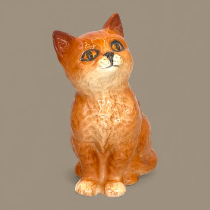 Beswick Ginger Cat Figurine Sitting Lucky Kitten Made in Englan