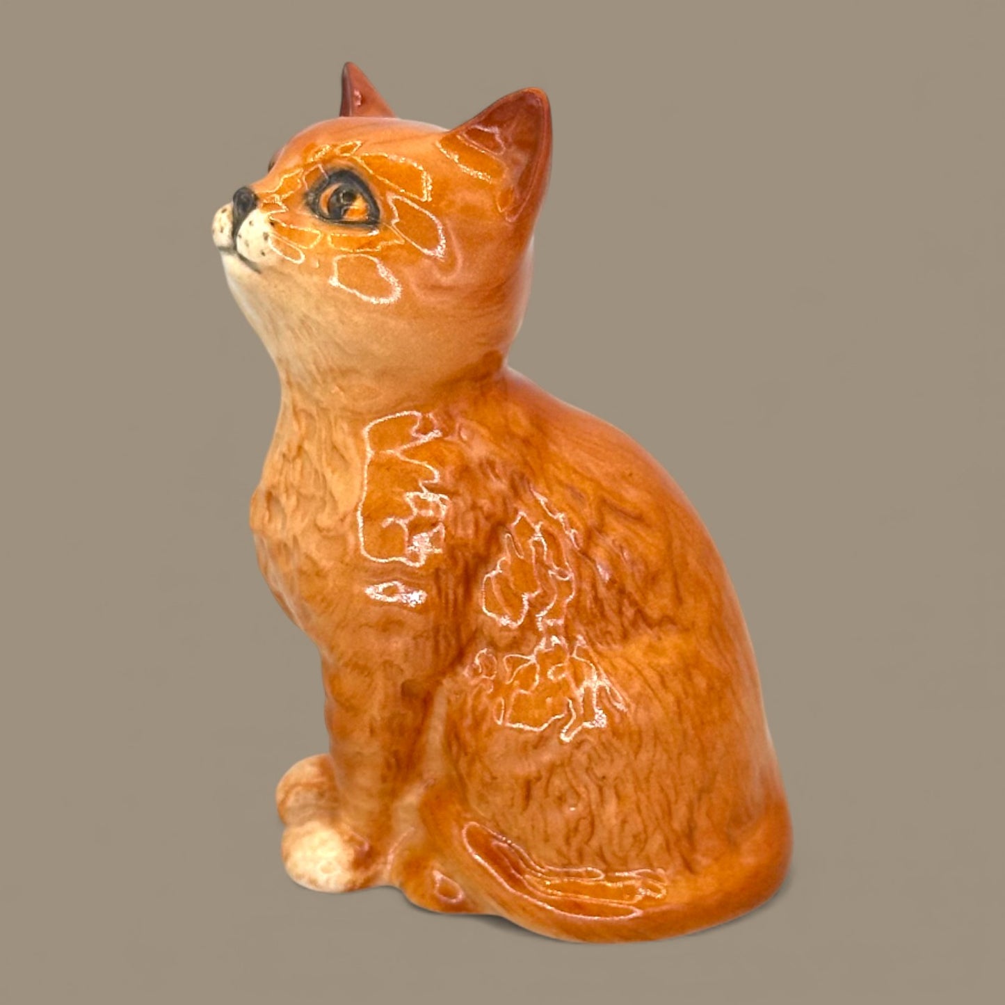 Beswick Ginger Cat Figurine Sitting Lucky Kitten Made in Englan