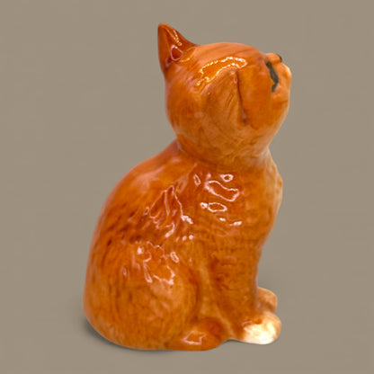 Beswick Ginger Cat Figurine Sitting Lucky Kitten Made in Englan