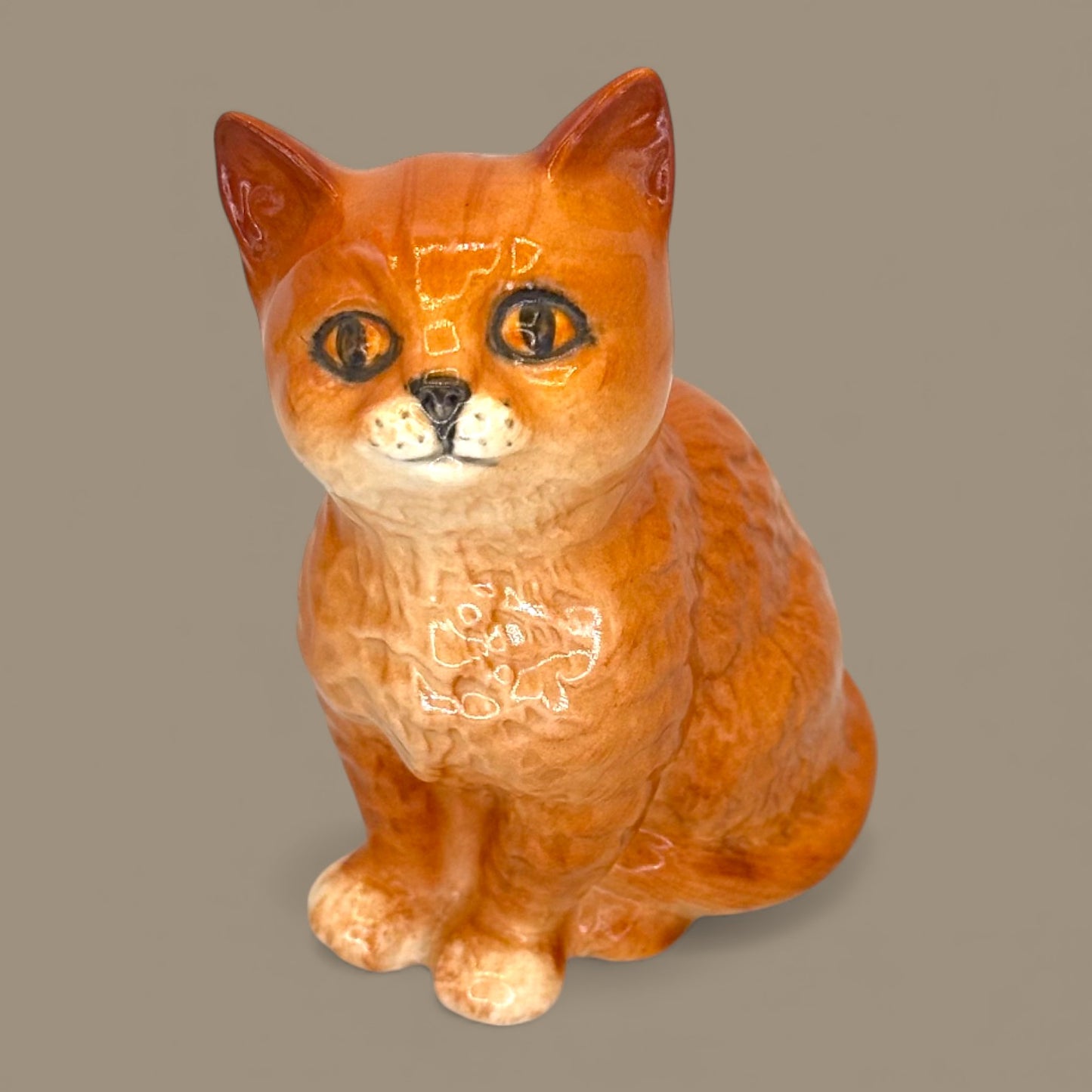 Beswick Ginger Cat Figurine Sitting Lucky Kitten Made in Englan