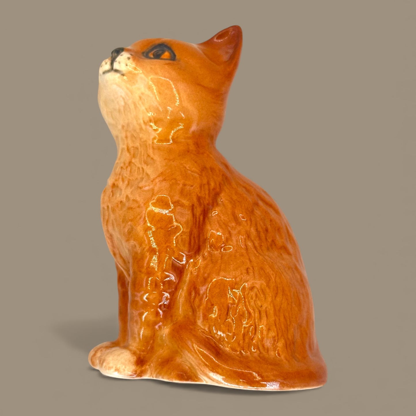 Beswick Ginger Cat Figurine Sitting Lucky Kitten Made in Englan