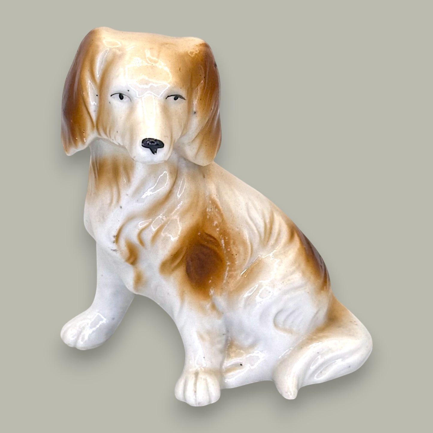 Vintage Ceramic Spaniel Figurine Tan White Made in Japan