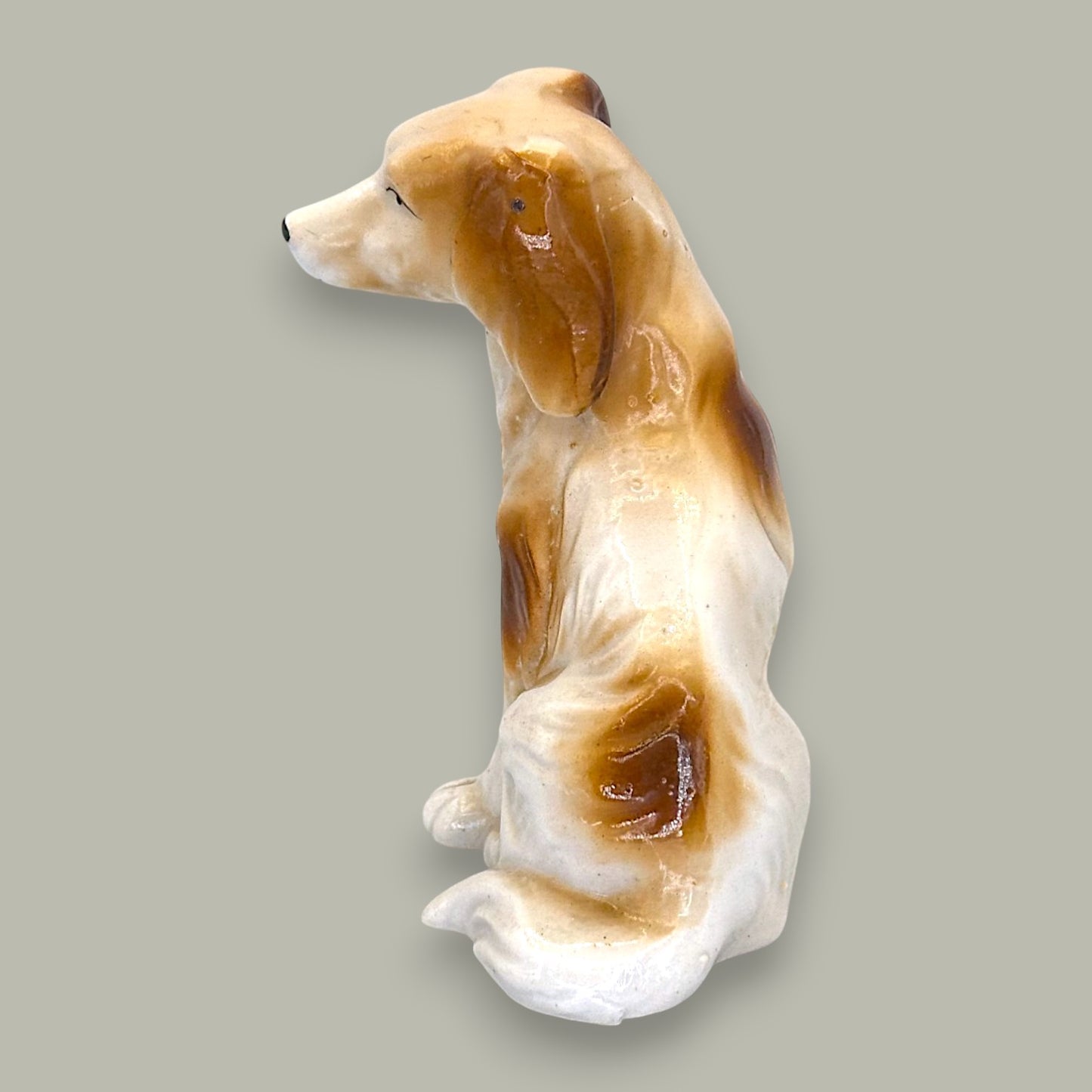 Vintage Ceramic Spaniel Figurine Tan White Made in Japan