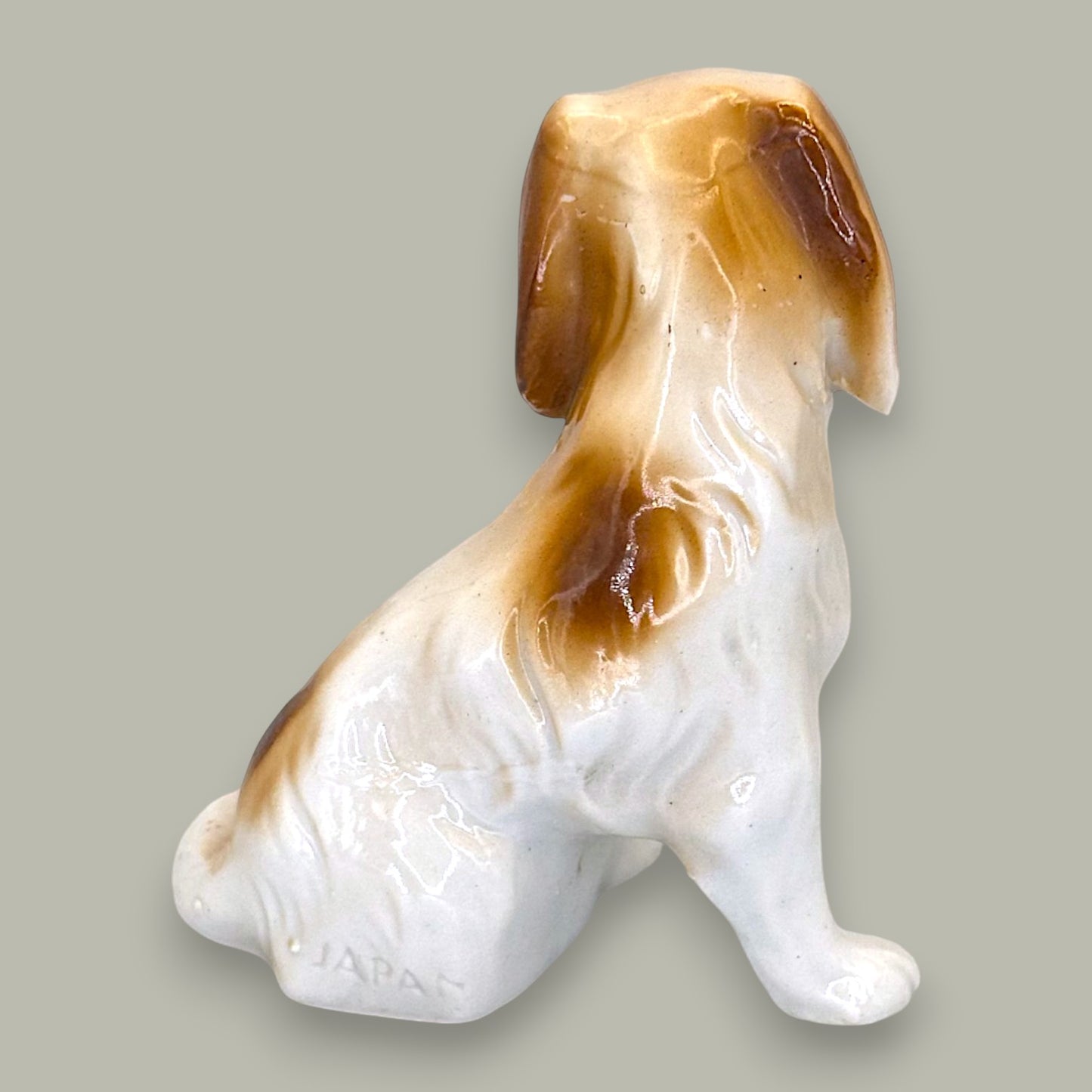Vintage Ceramic Spaniel Figurine Tan White Made in Japan