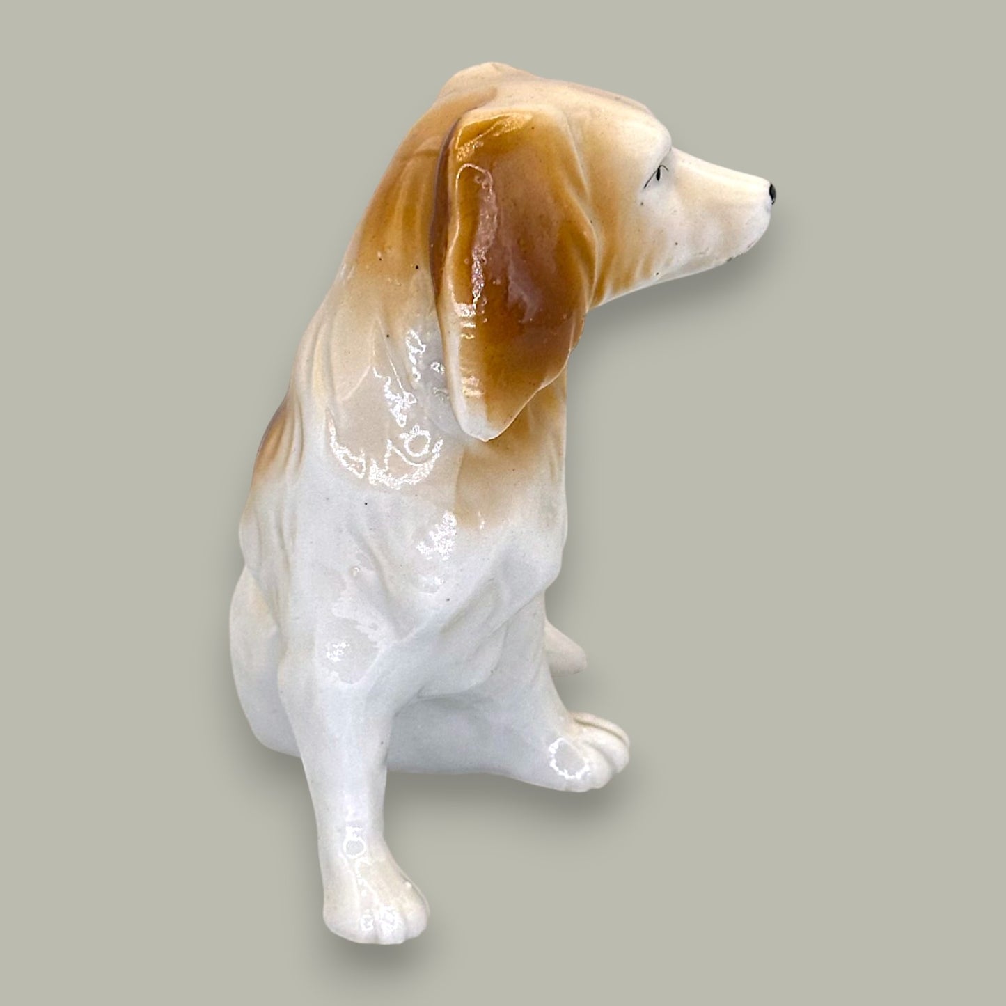 Vintage Ceramic Spaniel Figurine Tan White Made in Japan