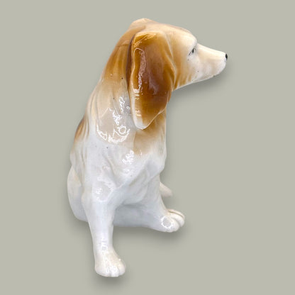 Vintage Ceramic Spaniel Figurine Tan White Made in Japan
