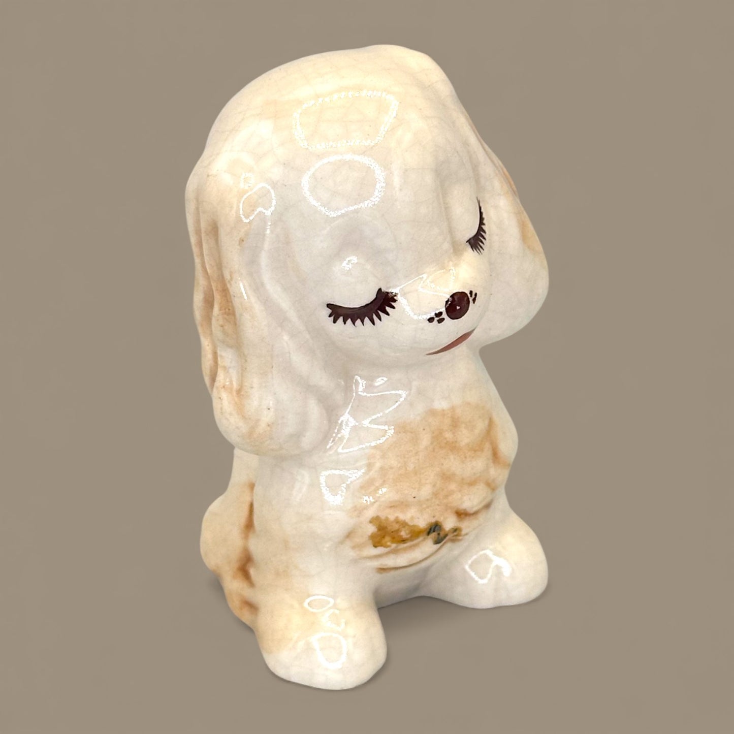 Delco USA Sleepy Eye Spaniel Figurine Ceramic Kitsch Puppy