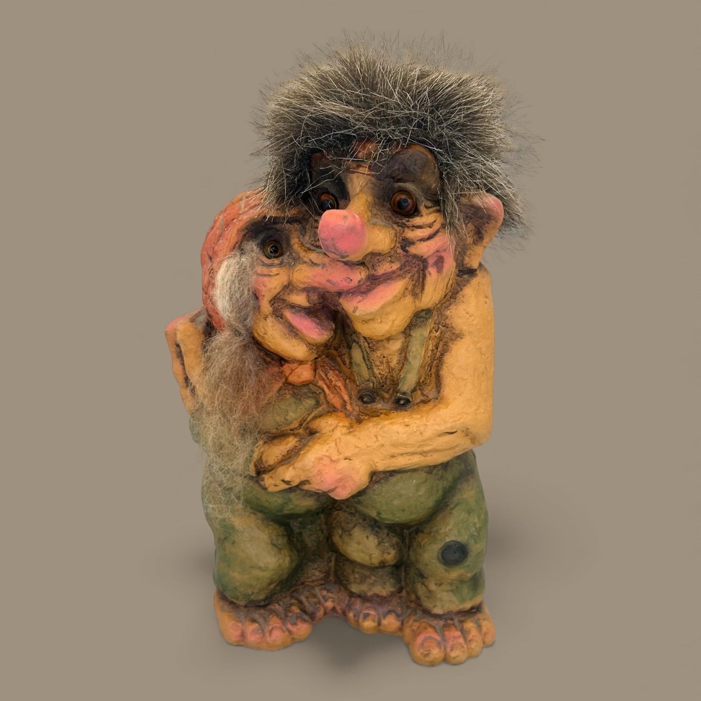 Vintage Hugging Troll Couple Figurine - Nyform Collectible 🍄