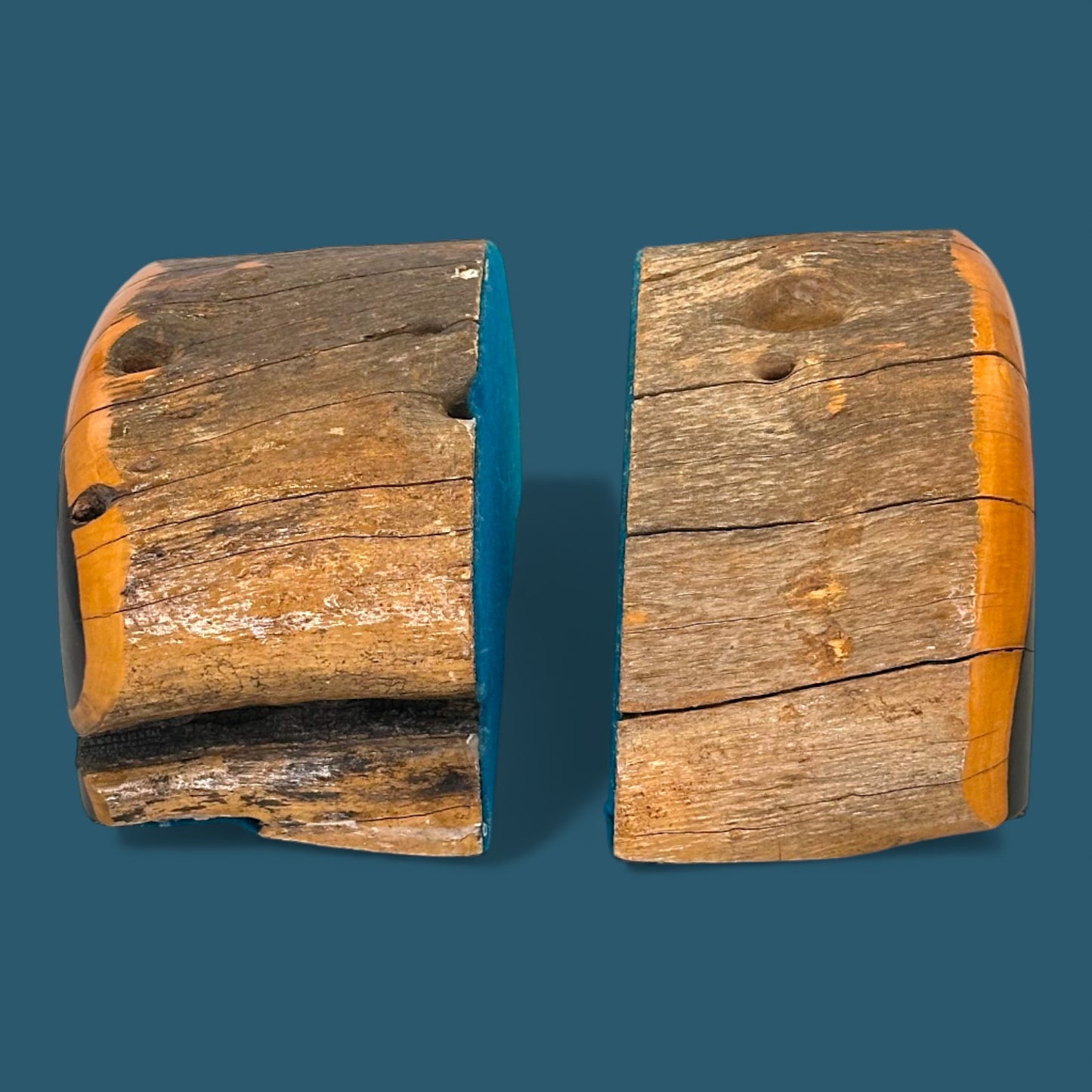 Vintage Australian Mulga Wood Book Ends - Mid Century Pair - Unique