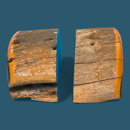 Vintage Australian Mulga Wood Book Ends - Mid Century Pair - Unique