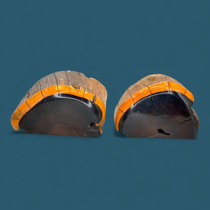 Vintage Australian Mulga Wood Book Ends - Mid Century Pair - Unique