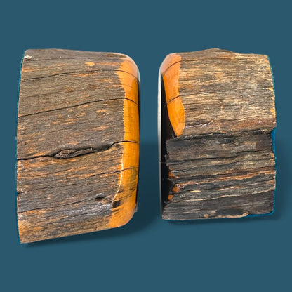 Vintage Australian Mulga Wood Book Ends - Mid Century Pair - Unique