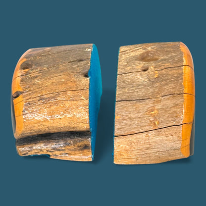 Vintage Australian Mulga Wood Book Ends - Mid Century Pair - Unique