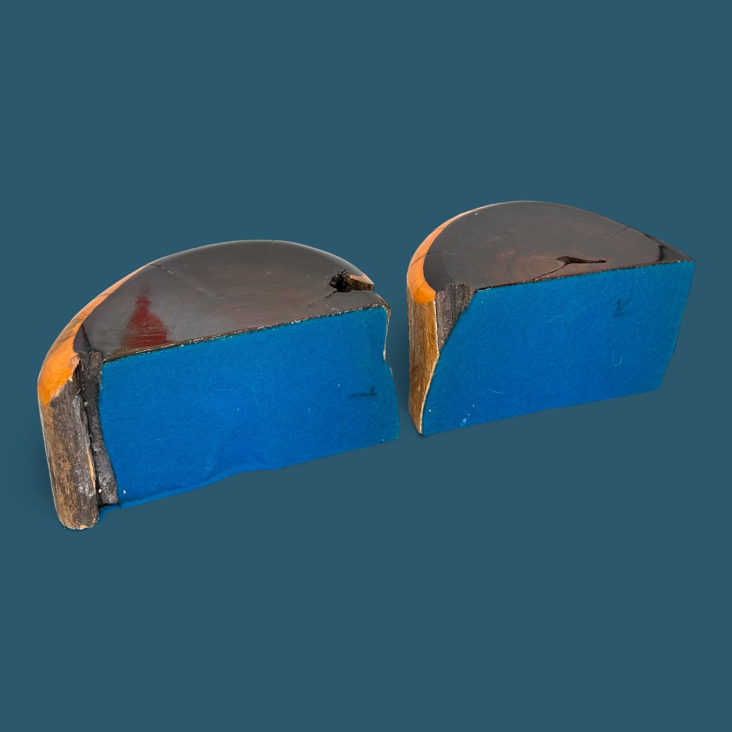 Vintage Australian Mulga Wood Book Ends - Mid Century Pair - Unique