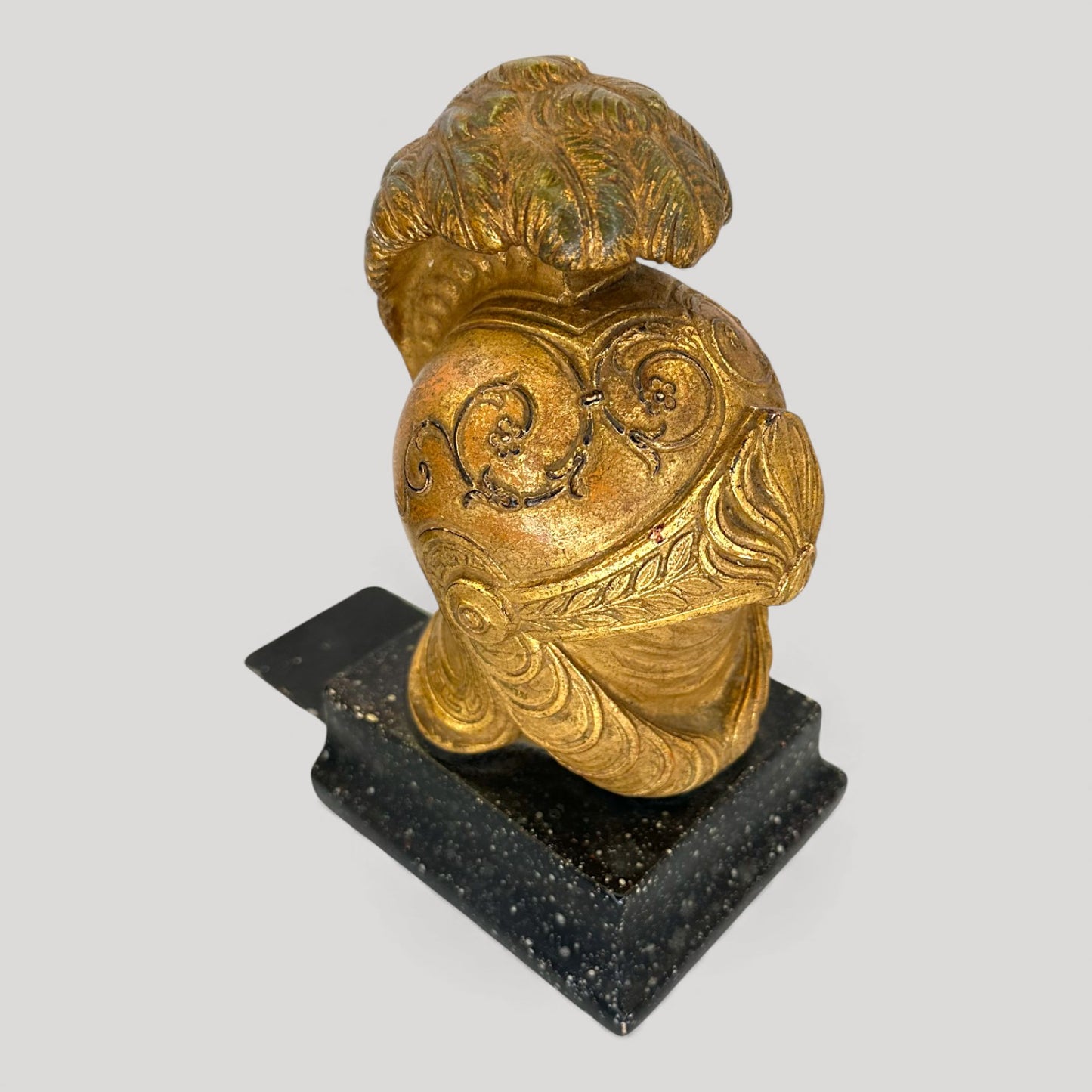 Vintage Neoclassical Borghese Gilt Roman Helmet Bookends Pair