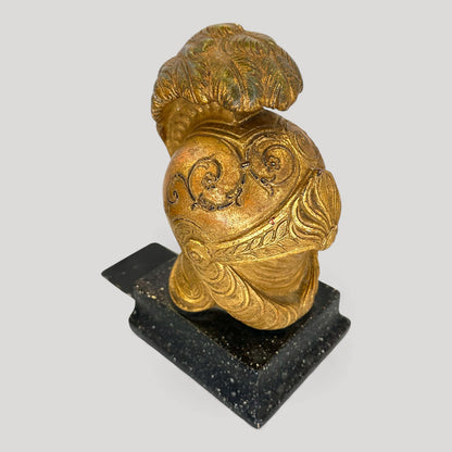 Vintage Neoclassical Borghese Gilt Roman Helmet Bookends Pair