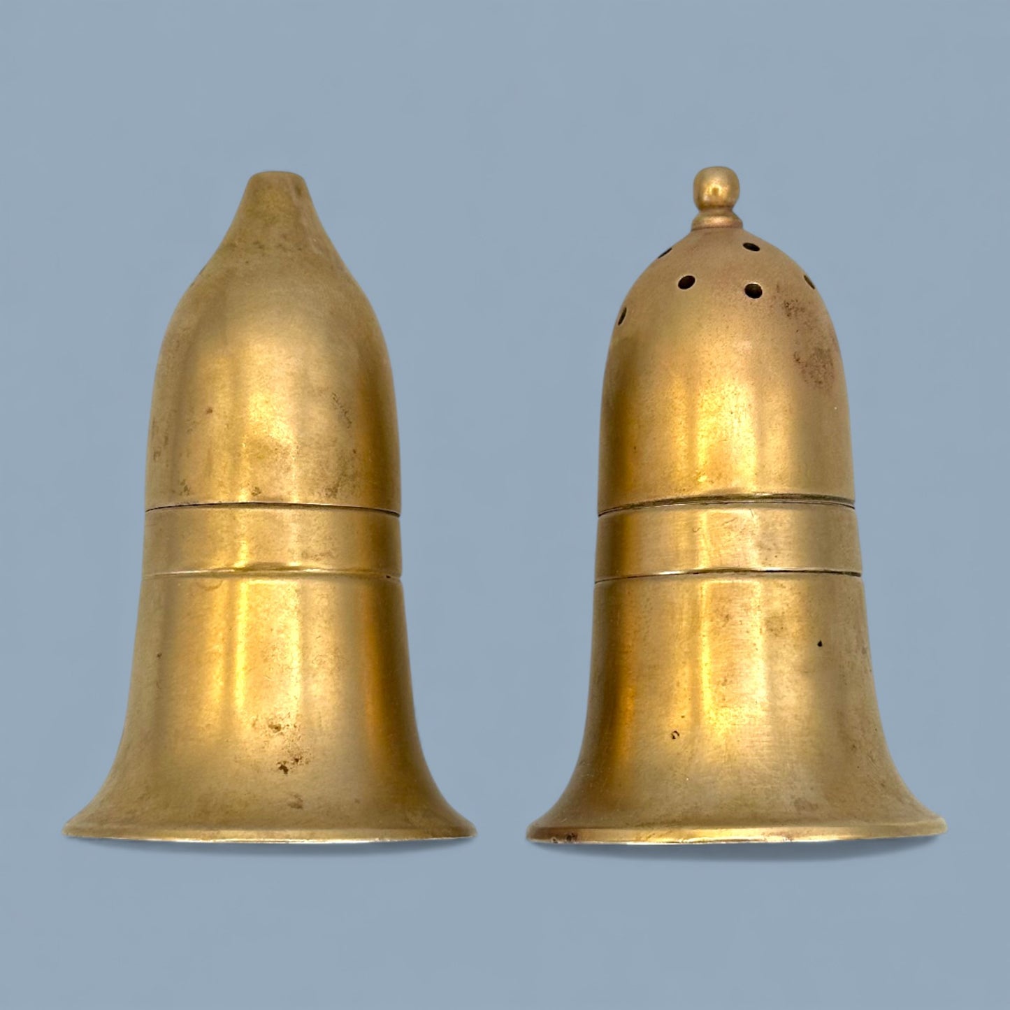 Vintage Brass Bullet Salt and Pepper Shakers