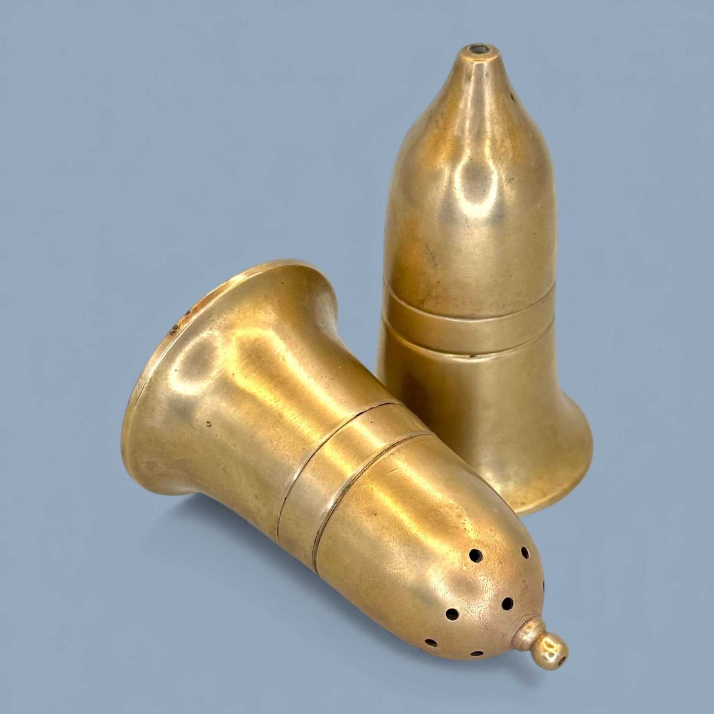 Vintage Brass Bullet Salt and Pepper Shakers