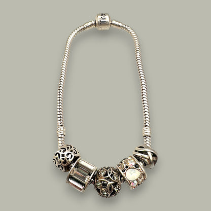 Vintage Sterling Silver Charm Bracelet with Designer Beads - Trail Beads