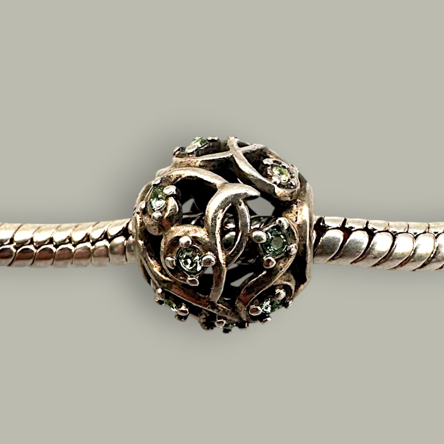 Vintage Sterling Silver Charm Bracelet with Designer Beads - Trail Beads