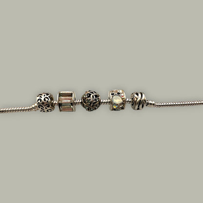 Vintage Sterling Silver Charm Bracelet with Designer Beads - Trail Beads