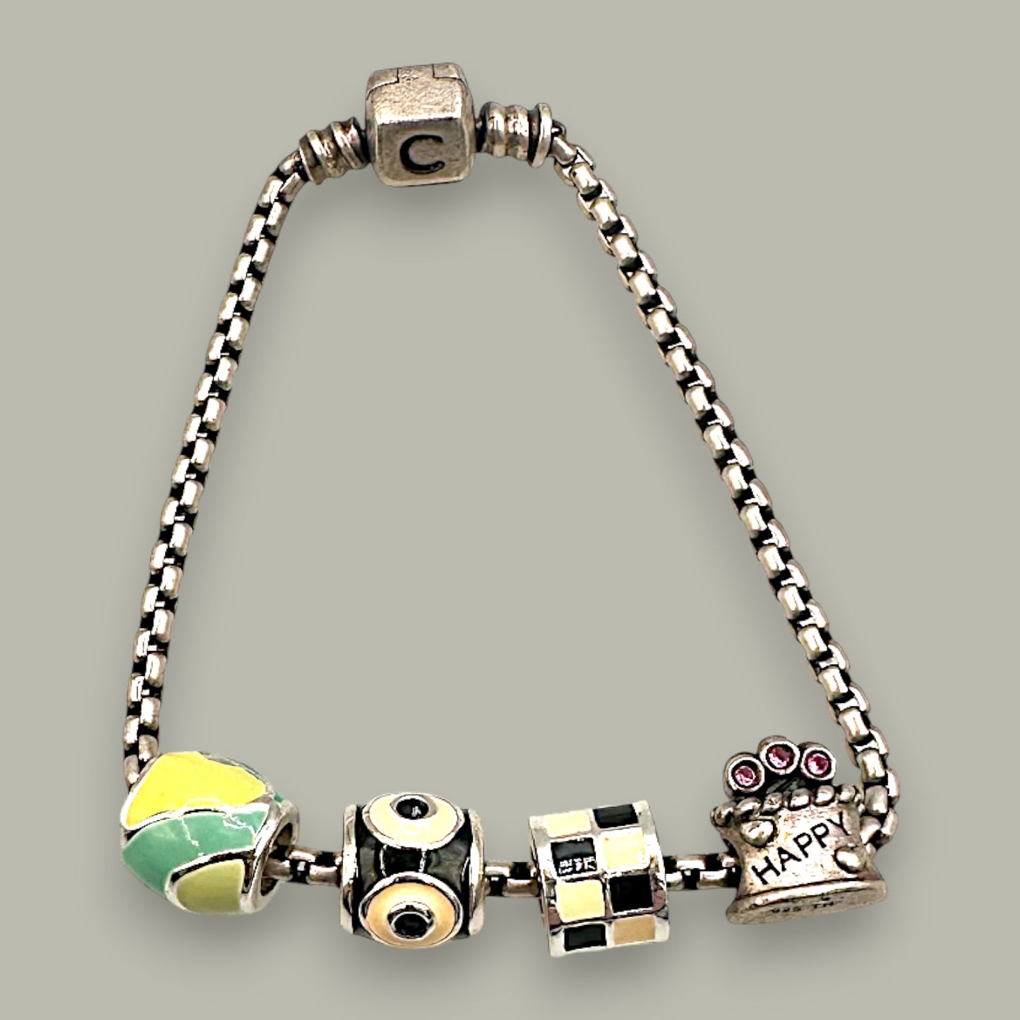 Vintage Sterling Silver 925 Chamilia Charm Bracelet 7.5 Inch