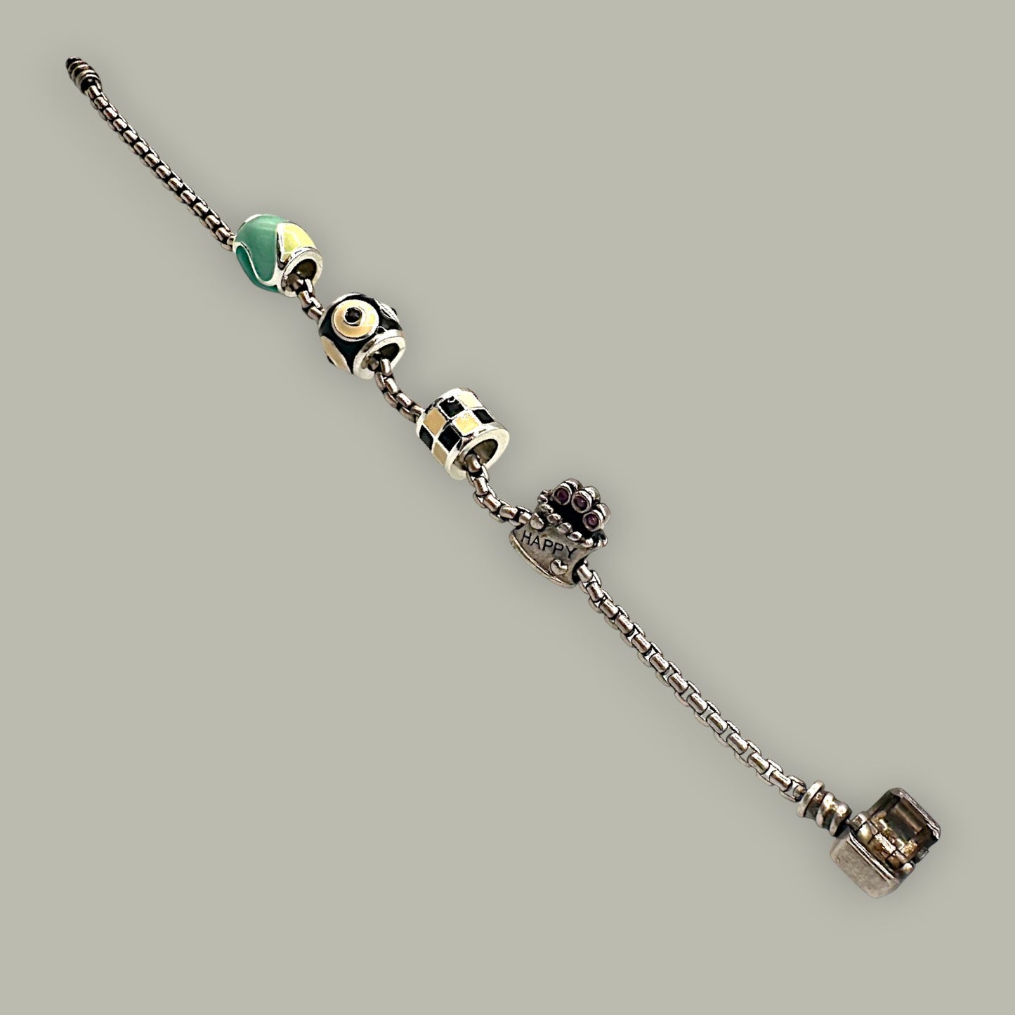 Vintage Sterling Silver 925 Chamilia Charm Bracelet 7.5 Inch